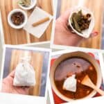 Step by step guide on how to make a spice sachet for make Taiwanese spicy beef noodle soup.