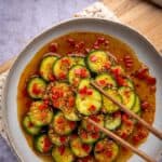 A plate of Asian cucumber salad inspired by Din Tai Fung.