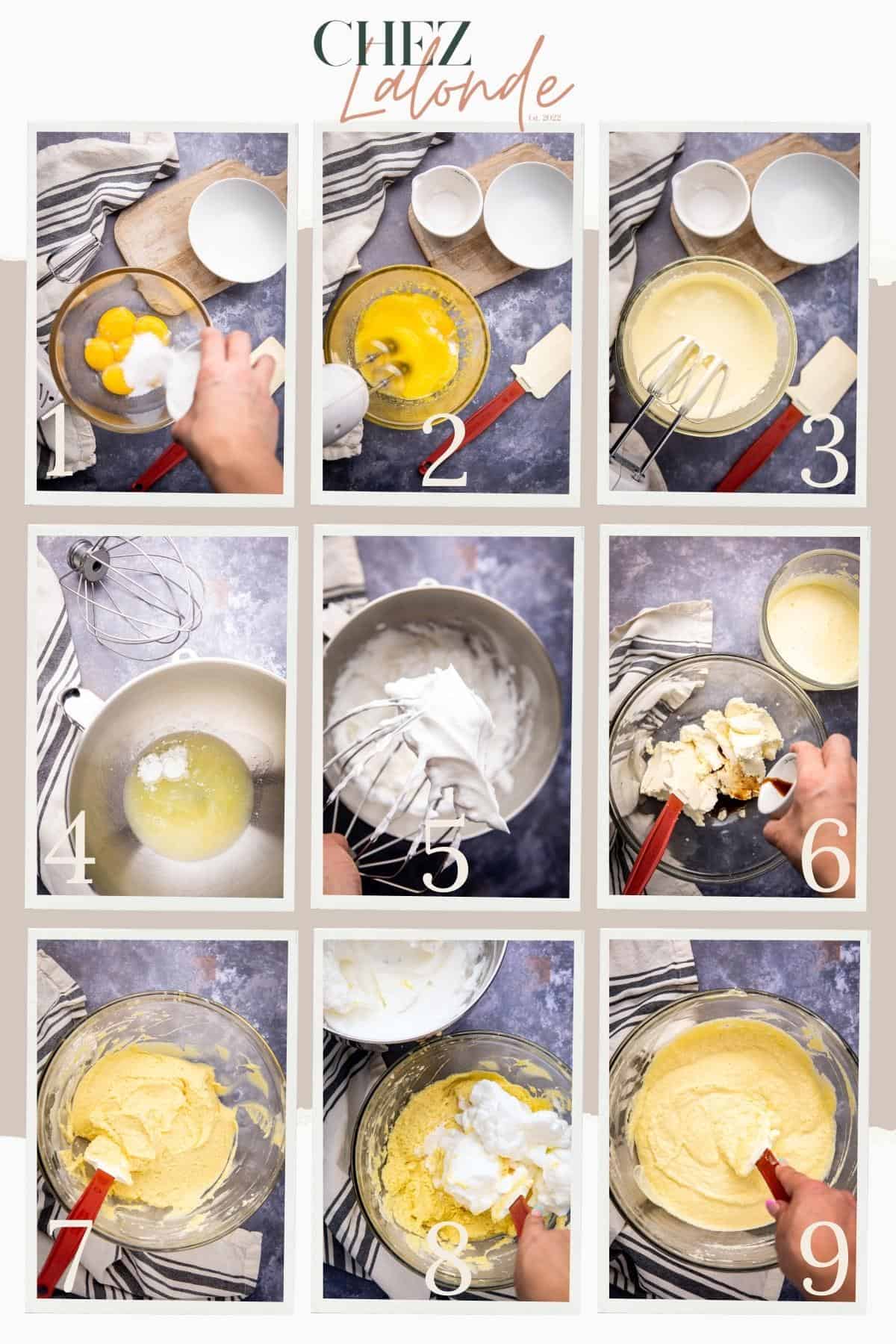Step-by-step on making Mascarpone and egg fillings. 