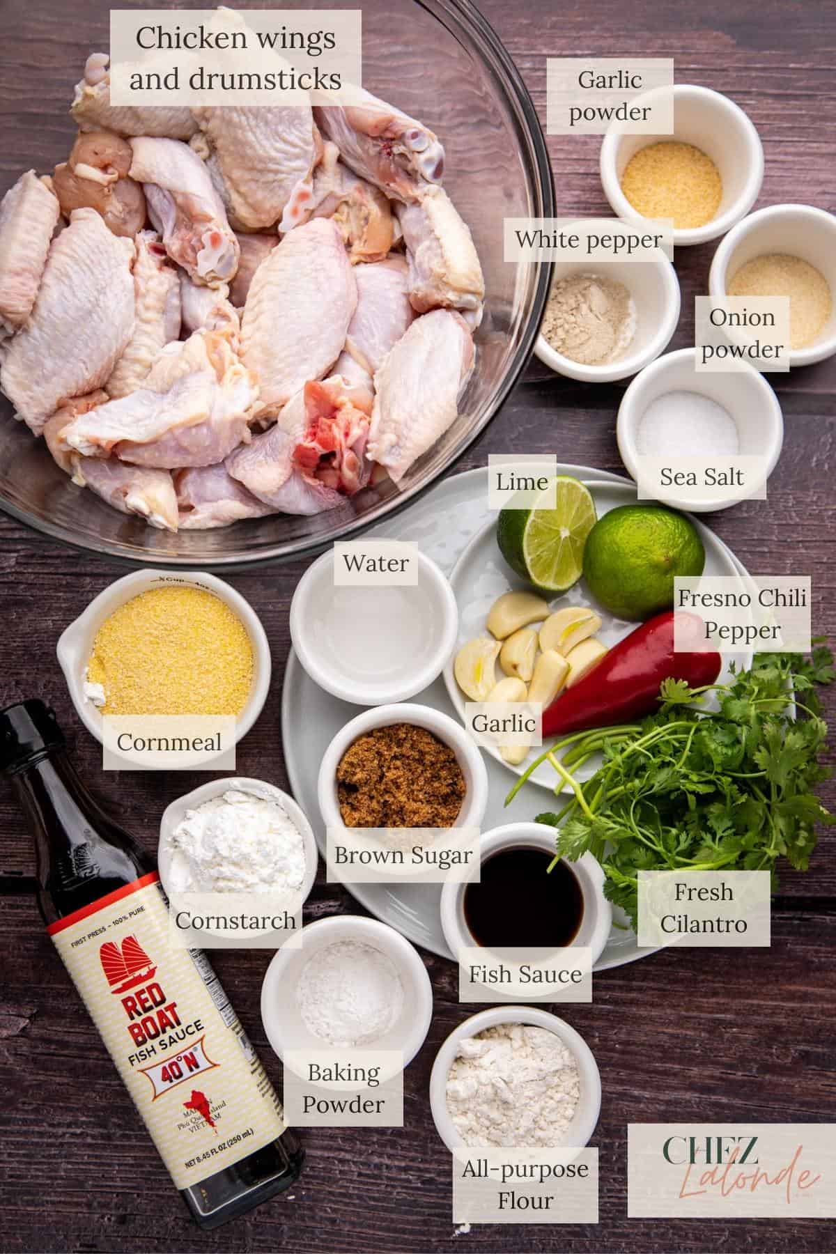 Air fryer chicken wings with vietnamese style sauce main ingredient list. 