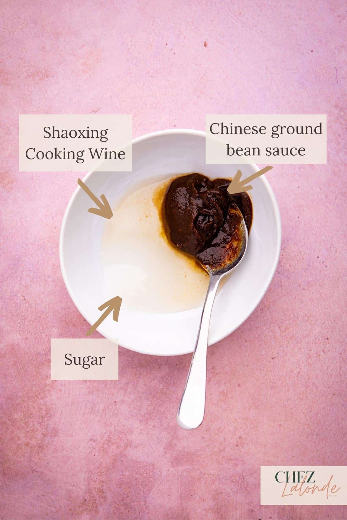 Crispy Cantonese style pork belly detailed wet seasoning ingredients list.