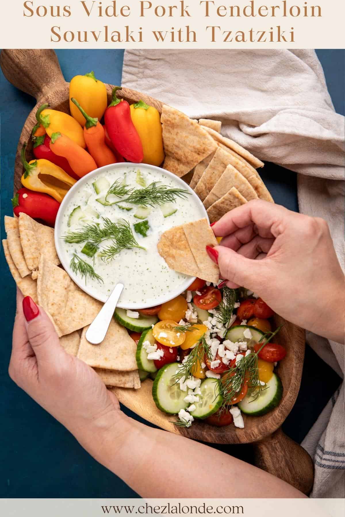 Sous Vide Pork Tenderloin Souvlaki with Tzatziki