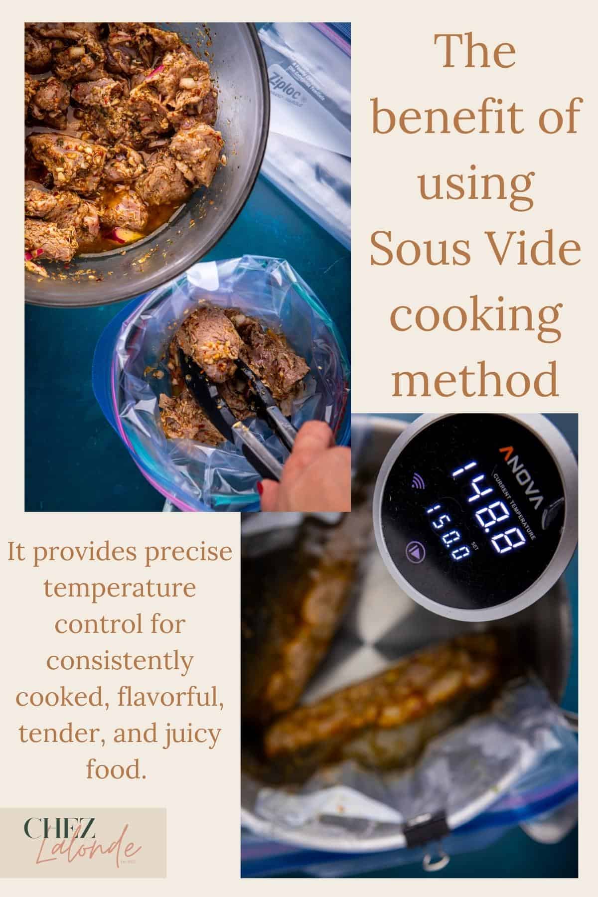 these photos showing the benefits of sous vide cooking and how it is done. 