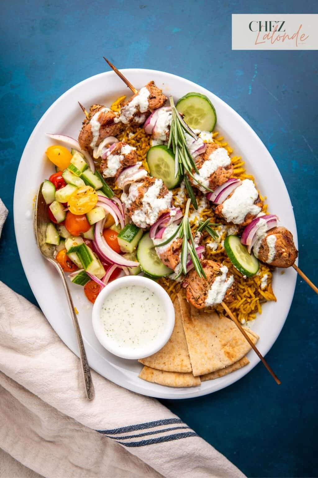 Sous Vide Pork Tenderloin Souvlaki with Tzatziki