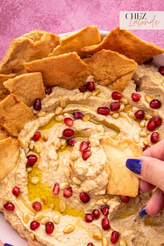Serving Baba Ganoush with Pita Chips