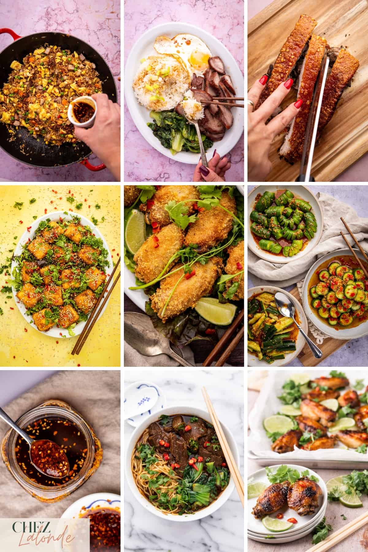 Photo collage of 9 of my Asian recipes.