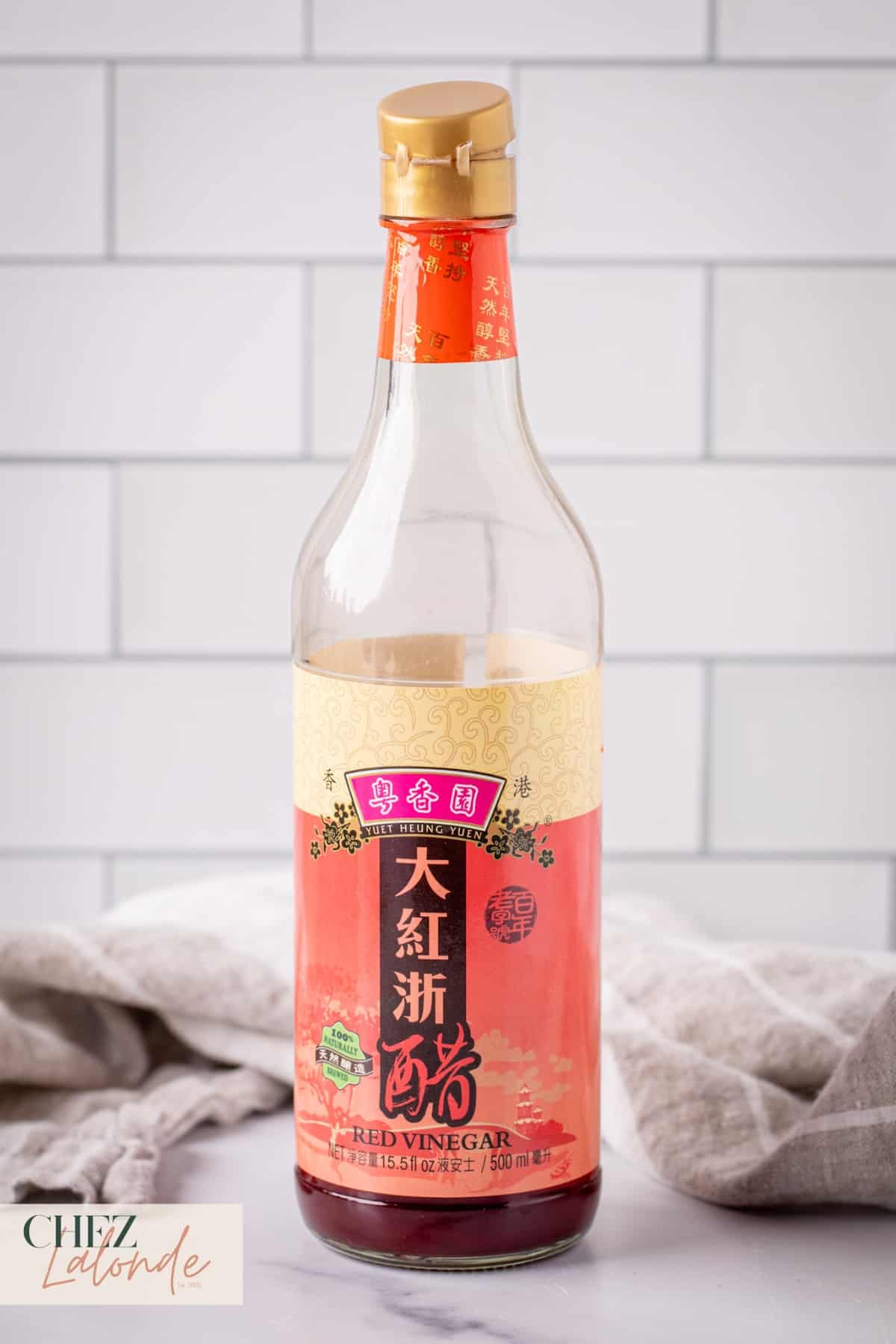 A bottle of Chinese Red Vinegar. 