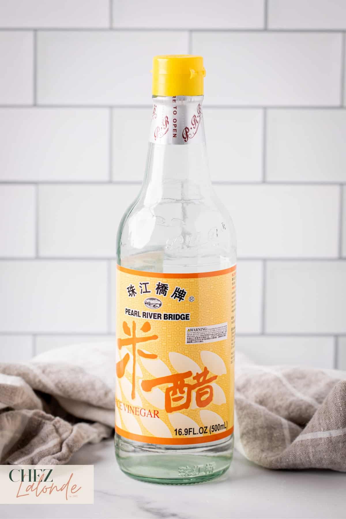 A bottle of Chinese rice vinegar.