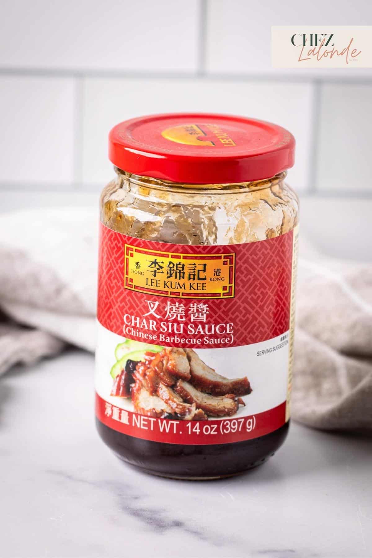 A jar of Lee Kum Kee Char Siu Sauce. As your alternative marinade if you do not want to spend the time to mix the marinade from scratch. 