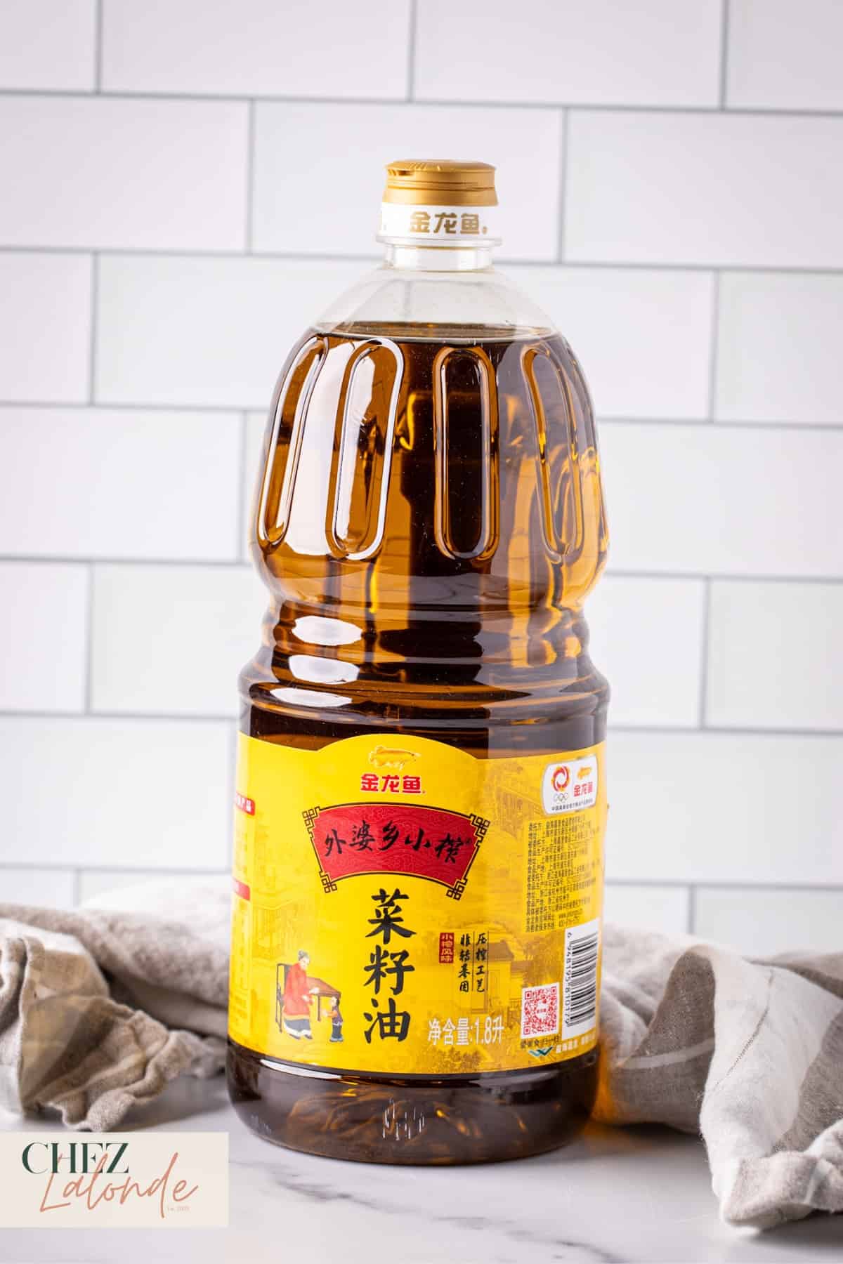 A bottle of Rapeseed oil.