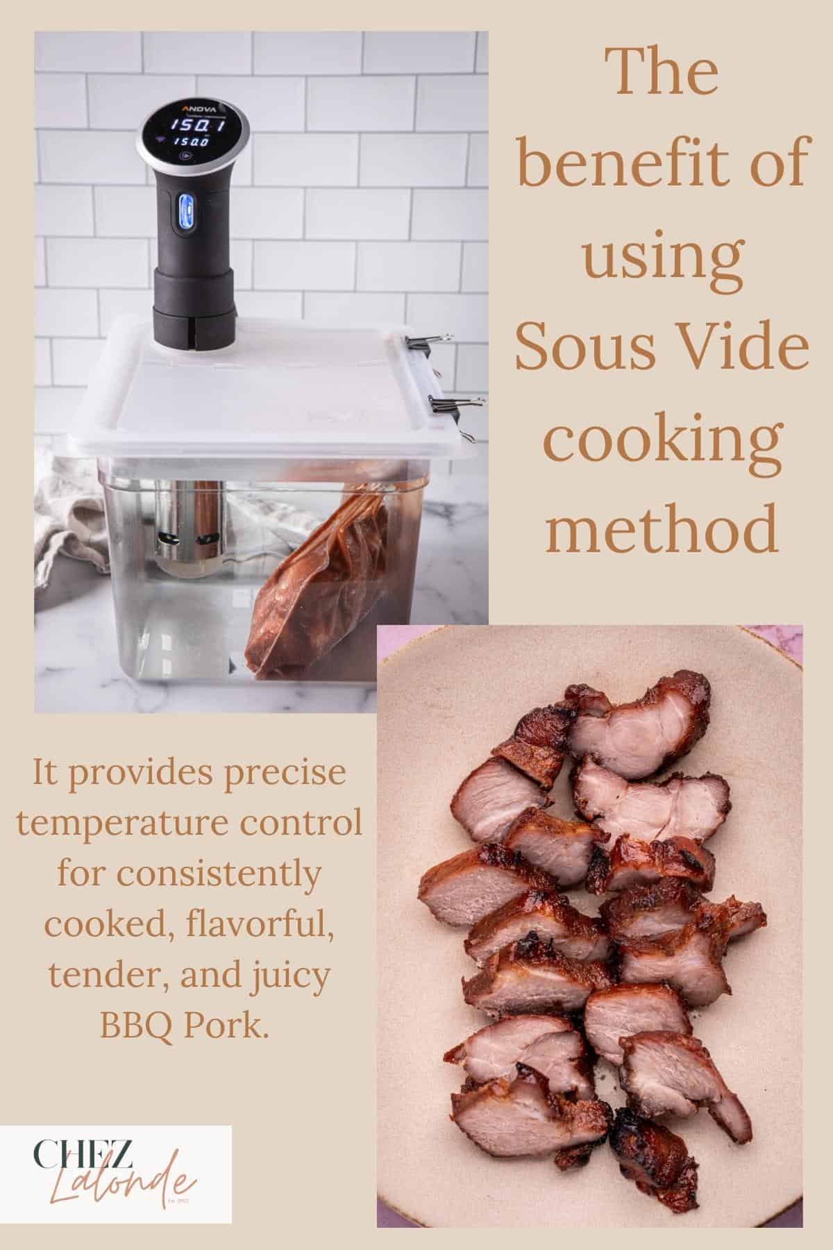Photo that describe why Sous Vide is good and showing how Sous Vide cooking can produce succulent meat. 