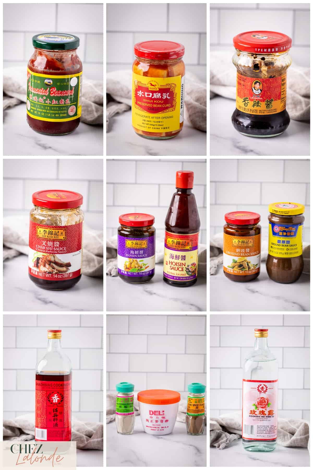 Second group of 9 different Chinese condiments and sauces that were showcasing in this post.